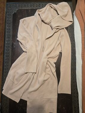 Soft Blush Hooded Open-Front Women’s Cardigan Sweater
